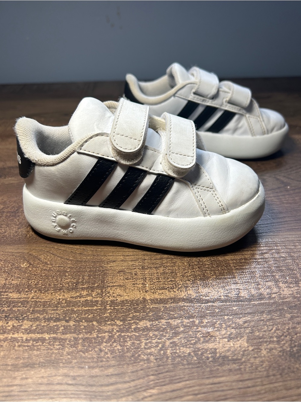 adidas White & Black Velcro Sneakers - Picture 2 of 10